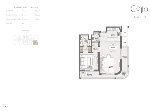 Floor plan, 1 Bed, 995 sq ft