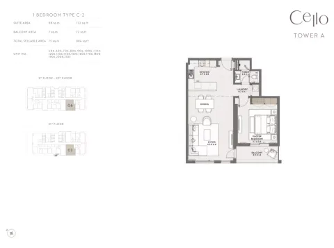 Floor plan, 1 Bed, 804 sq ft
