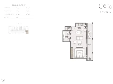 Floor plan, Studio, 707 sq ft
