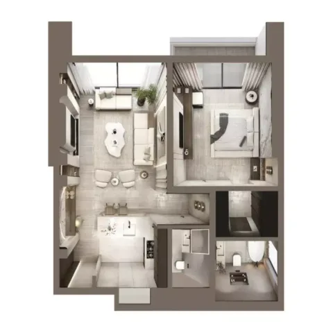 Floor plan, 1 Bed, 722 sq ft