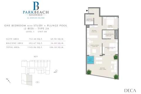 Floor plan, 2 Beds, 1,145 sq ft