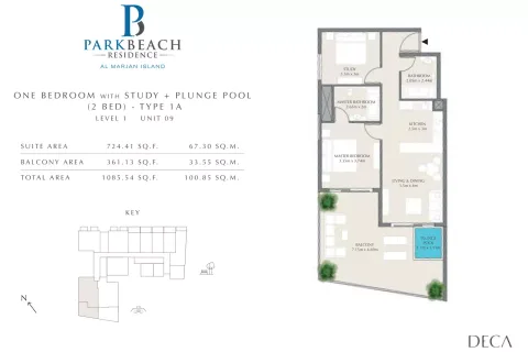 Floor plan, 1 Bed, 1,085 sq ft