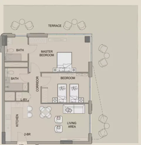 Floor plan, 2 Beds, 2,342 sq ft