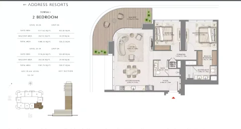 Floor plan, 2 Beds, 1,383 sq ft
