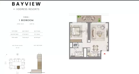 Floor plan, 1 Bed, 736 sq ft