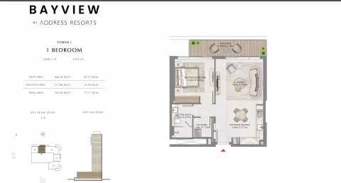 Floor plan, 1 Bed, 782 sq ft
