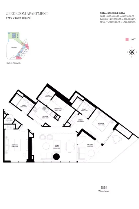 Floor plan, 2 Beds, 1,433 sq ft