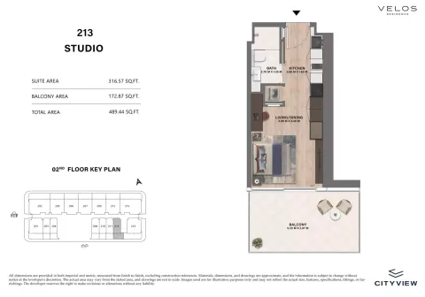 Floor plan, Studio, 489 sq ft