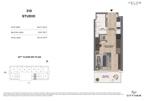 Floor plan, Studio, 361 sq ft