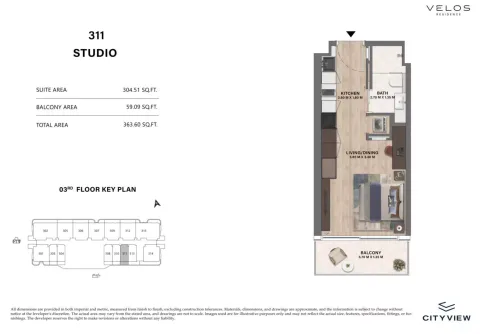 Floor plan, Studio, 363 sq ft