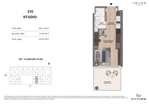 Floor plan, Studio, 418 sq ft