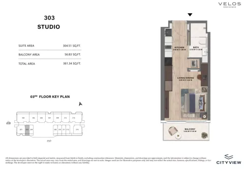 Floor plan, Studio, 361 sq ft