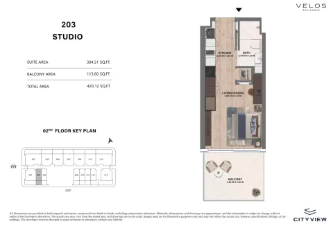 Floor plan, Studio, 420 sq ft