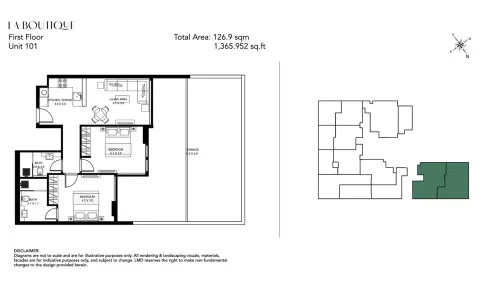 Floor plan, 2 Beds, 1,365 sq ft