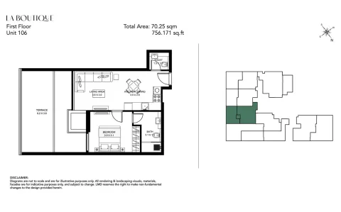 Floor plan, 1 Bed, 756 sq ft