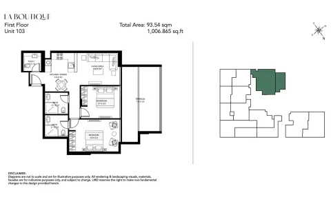 Floor plan, 2 Beds, 1,006 sq ft