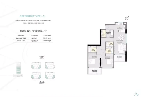 Floor plan, 2 Beds, 1,296 sq ft