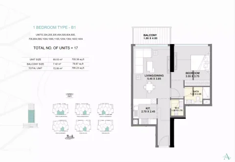 Floor plan, 1 Bed, 785 sq ft