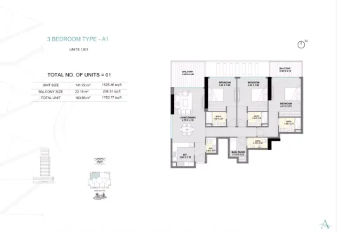Floor plan, 3 Beds, 1,763 sq ft