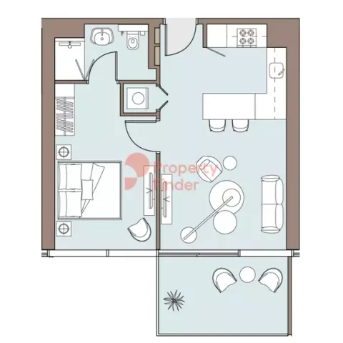 Floor plan, 1 Bed, 675 sq ft