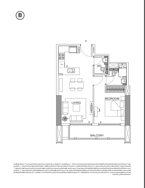 Floor plan, 1 Bed, 0 sq ft