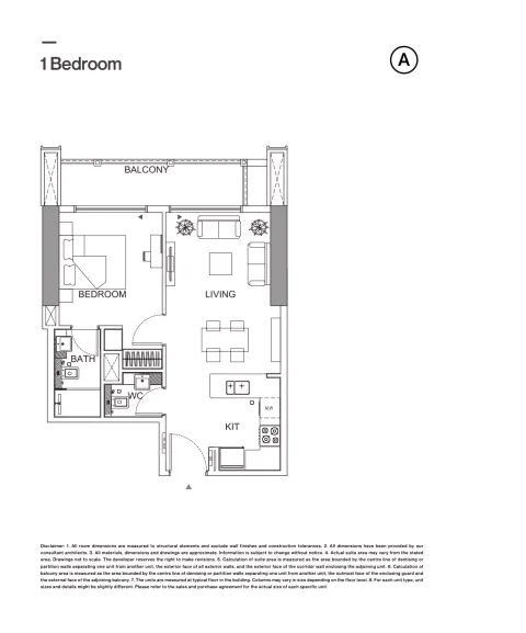 Floor plan, 1 Bed, 491 sq ft