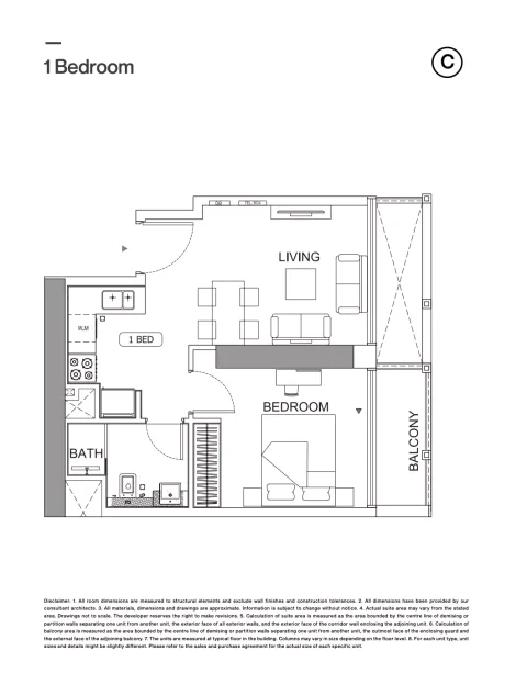 Floor plan, 1 Bed, 0 sq ft