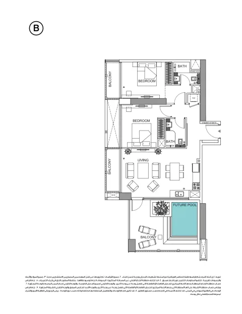 Floor plan, 2 Beds, 0 sq ft