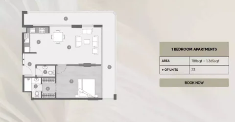 Floor plan, 1 Bed, 788 sq ft