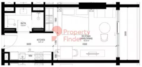 Floor plan, Studio, 430 sq ft