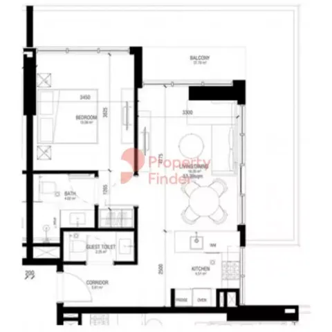 Floor plan, 1 Bed, 723 sq ft