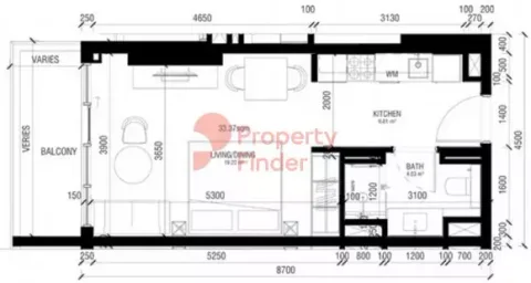 Floor plan, Studio, 416 sq ft