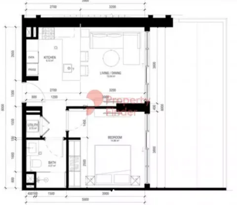 Floor plan, 1 Bed, 748 sq ft