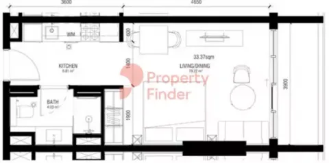 Floor plan, Studio, 429 sq ft