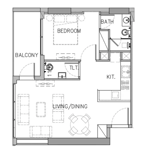 Floor plan, 1 Bed, 814 sq ft