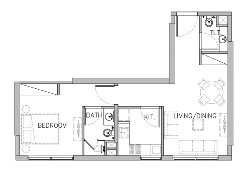 Floor plan, 1 Bed, 954 sq ft
