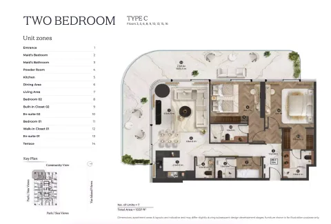 Floor plan, 2 Beds, 1,557 sq ft