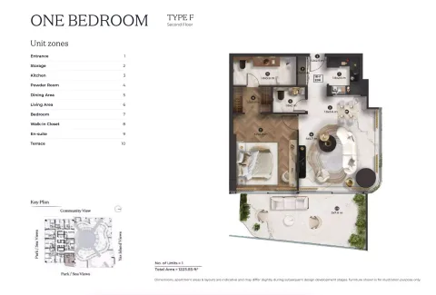 Floor plan, 1 Bed, 1,223 sq ft
