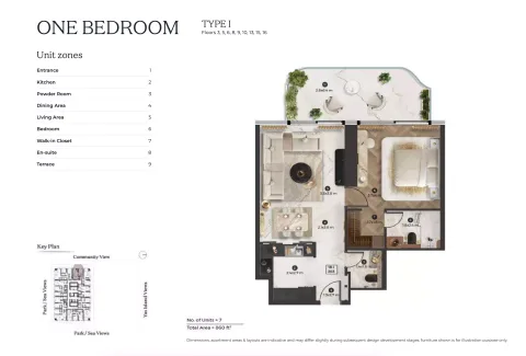 Floor plan, 1 Bed, 860 sq ft