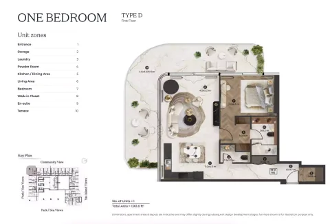 Floor plan, 1 Bed, 1,361 sq ft