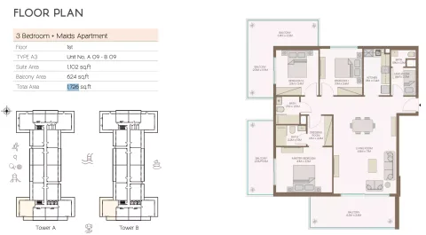 Floor plan, 3 Beds, 1,726 sq ft