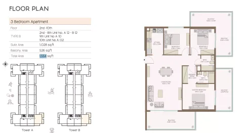 Floor plan, 3 Beds, 1,554 sq ft