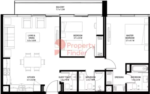 Floor plan, Studio, 100 sq ft