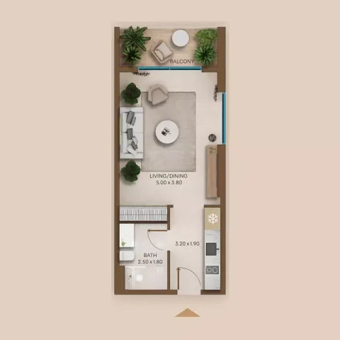 Floor plan, Studio, 420 sq ft
