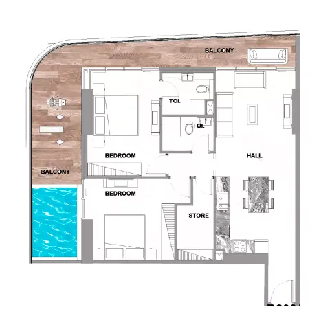 Floor plan, 2 Beds, 1,425 sq ft
