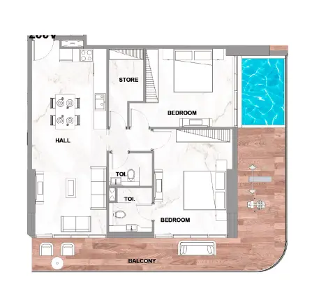 Floor plan, 2 Beds, 1,478 sq ft