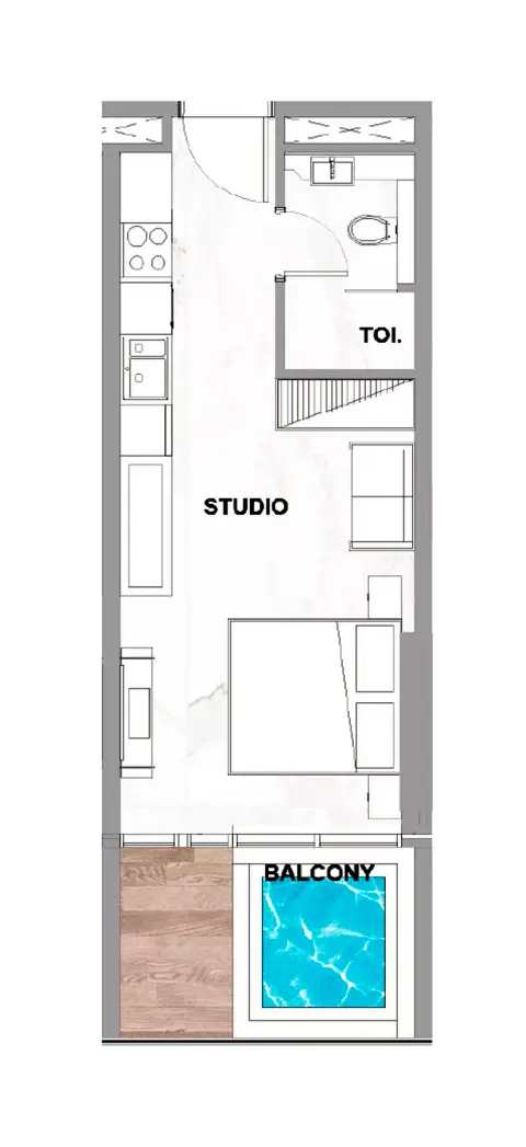 Floor plan, Studio, 372 sq ft