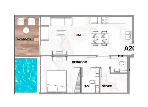 Floor plan, 1 Bed, 790 sq ft