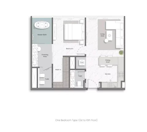 Floor plan, 1 Bed, 0 sq ft
