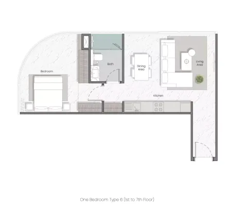 Floor plan, 1 Bed, 0 sq ft